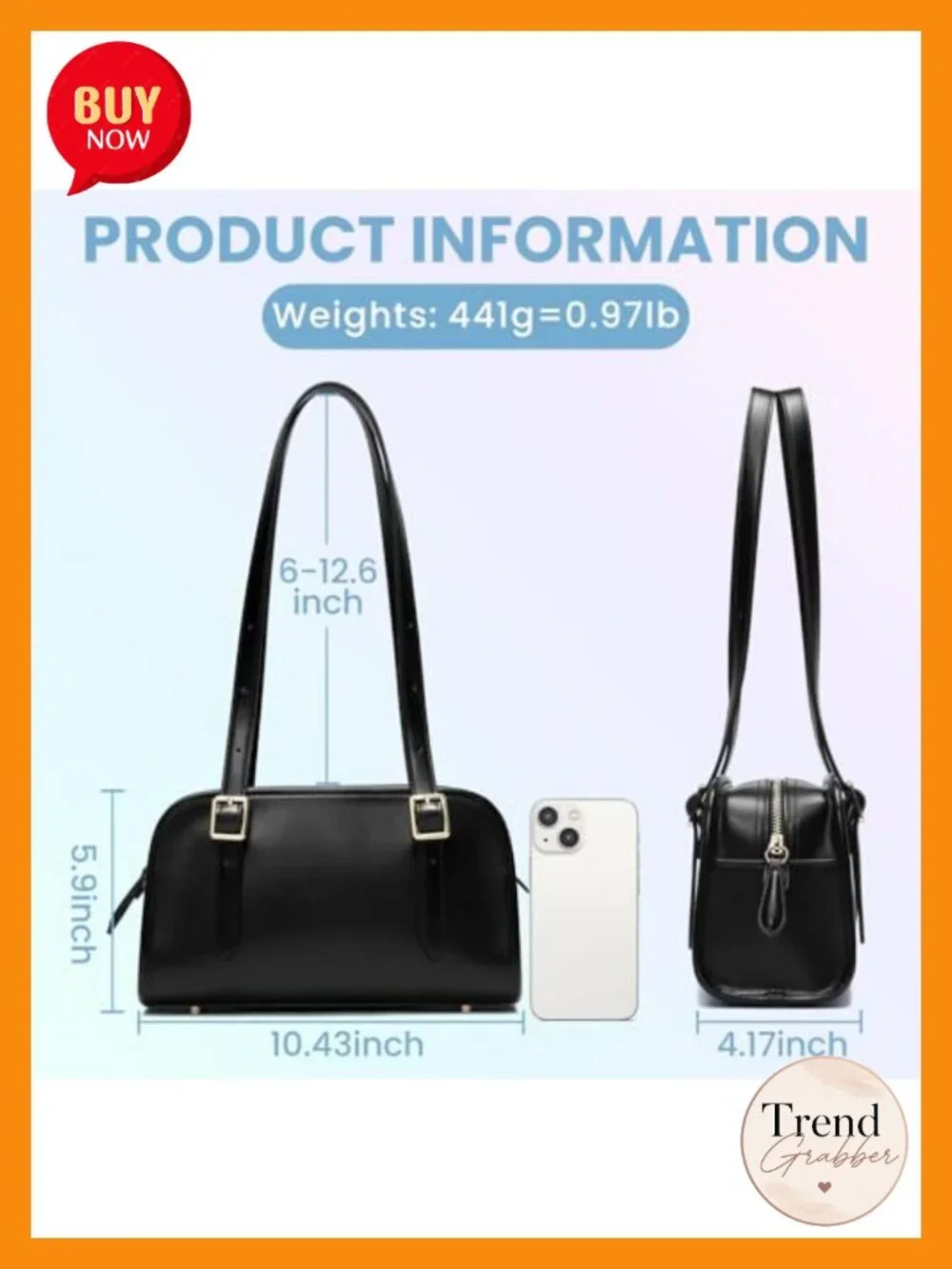 Leather Swing Zip Shoulder Bag Hobo Handbag with Adjustable Strap